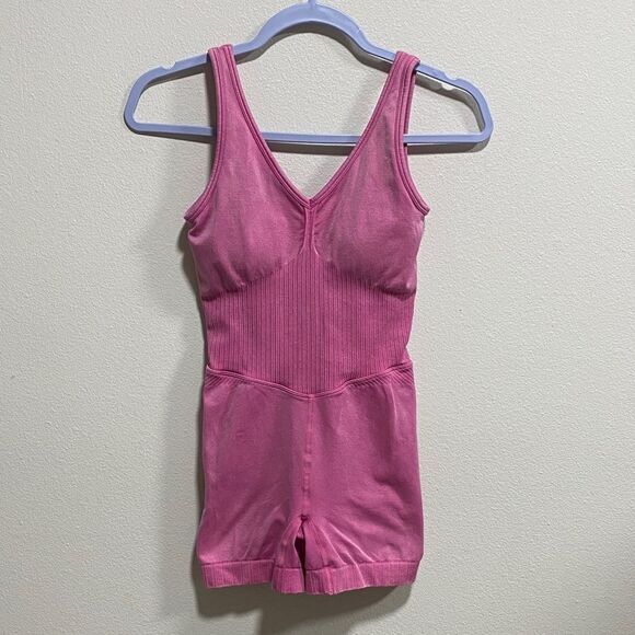 JoyLab Pink Seamless Ribbed Activewear Romper‎ XS One Piece Yoga Short Jumpsuit - Picture 3 of 12